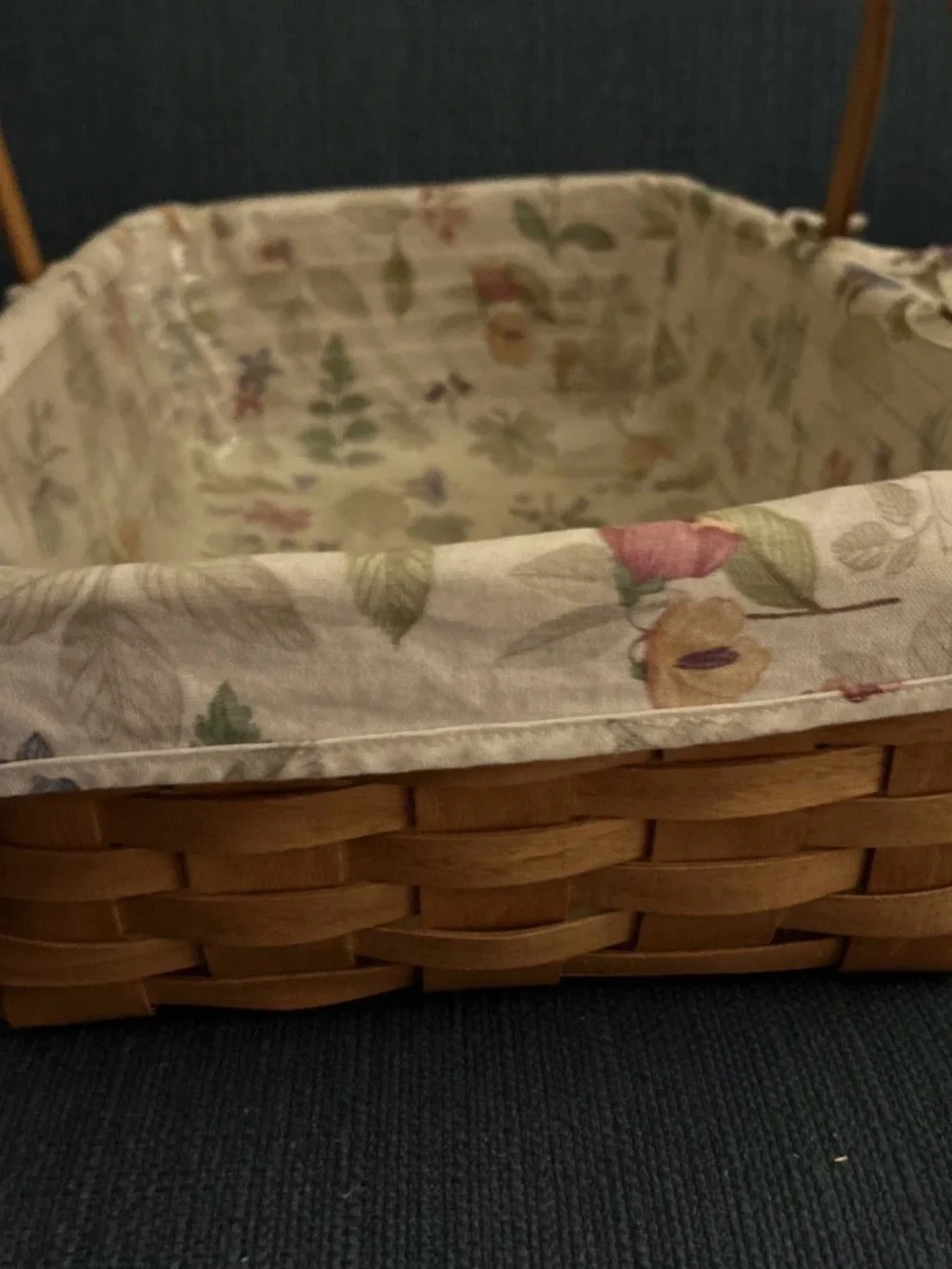 Longaberger medium gathering Floral-Lined Woven Basket